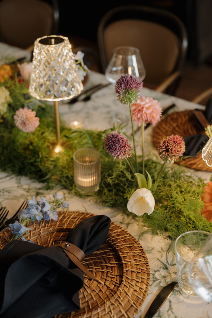 romantic table styling for this cozy elopement 